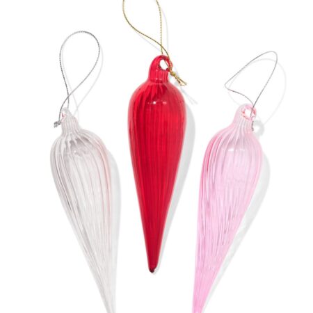 Kerstballen set 14.5cm glas druppel - 3 stuks (rood)