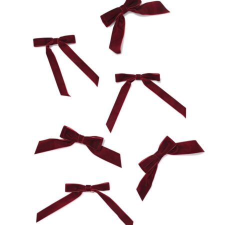 Kersthangers strik - 6 stuks (bordeauxrood)