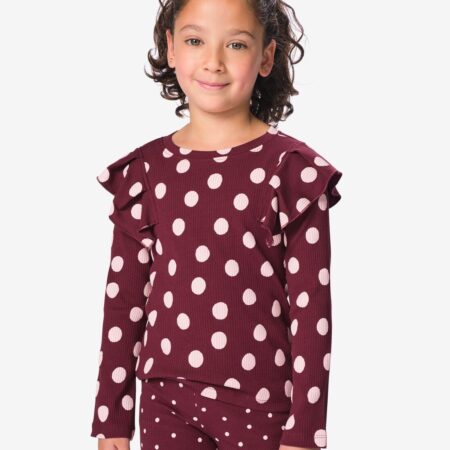 Kinder T-shirt stippen bordeauxrood