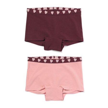 Kinderboxers hartjes - 2 stuks donkerrood