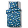 Kinderdekbedovertrek 140x200cm flanel ruimteschip (blauw)