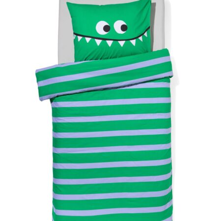 Kinderdekbedovertrek 140x200cm zacht katoen monster groen