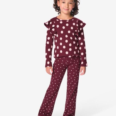 Kinderlegging bootcut rib stippen bordeauxrood