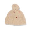 Kindermuts hartjes pompon taupe