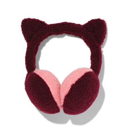 Kinderoorwarmers teddy (donkerrood)