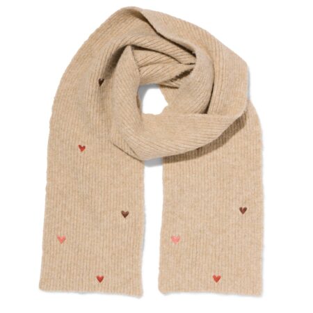 Kindersjaal hartjes (taupe)