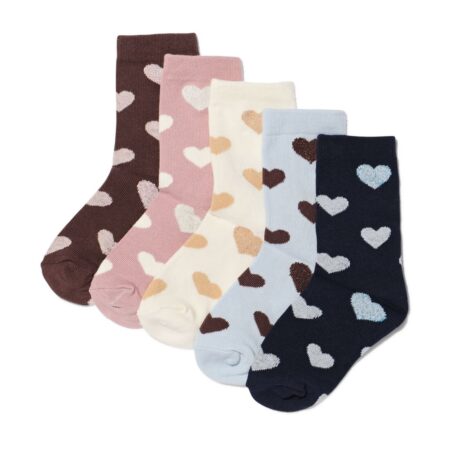 Kindersokken hartjes glitter - 5 paar donkerblauw