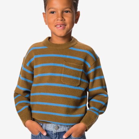Kindertrui gebreid strepen bruin
