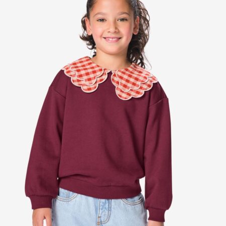 Kindertrui sweatstof bordeauxrood