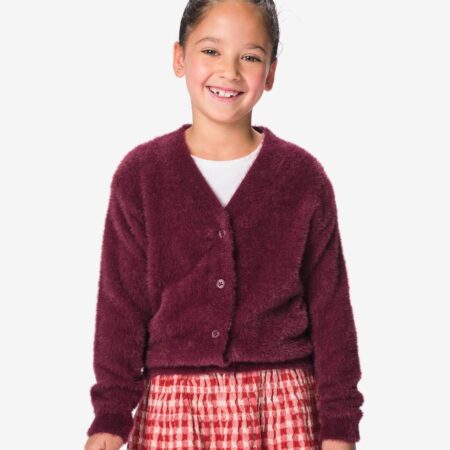 Kindervest grofgebreid bordeauxrood