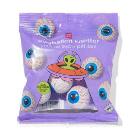 Knetterende melkchocolade oogballen Halloween 100gr