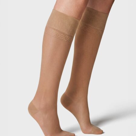 Kniekousen light support 40 denier glans - 2 paar beige