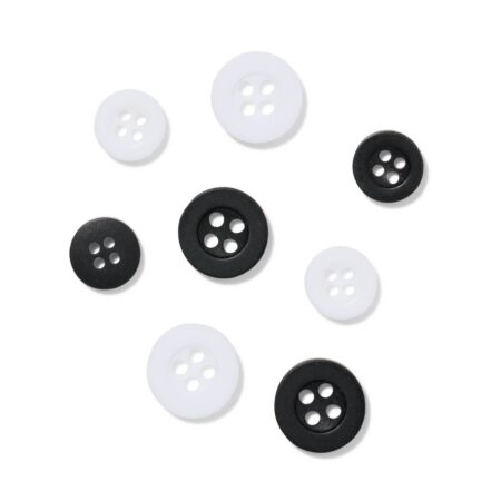Knopenset zwart-wit - 8 stuks (zwart/wit)
