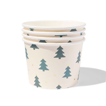 Kommen 10x8.5x7.5cm papier kerstboom - 4 stuks