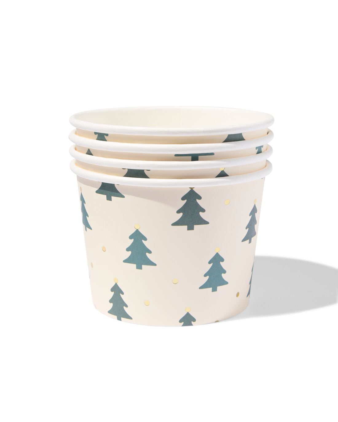 Kommen 10x8.5x7.5cm papier kerstboom - 4 stuks