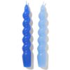 Korte huishoudkaarsen gedraaid - 2 stuks (blauw)