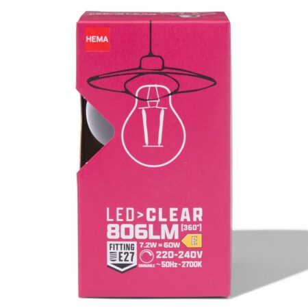 Led peer clear E27 4.9W 806lm dim