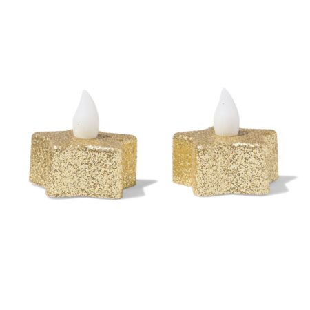 Led-theelicht ⌀3.8x2.5cm glitter ster - 2 stuks