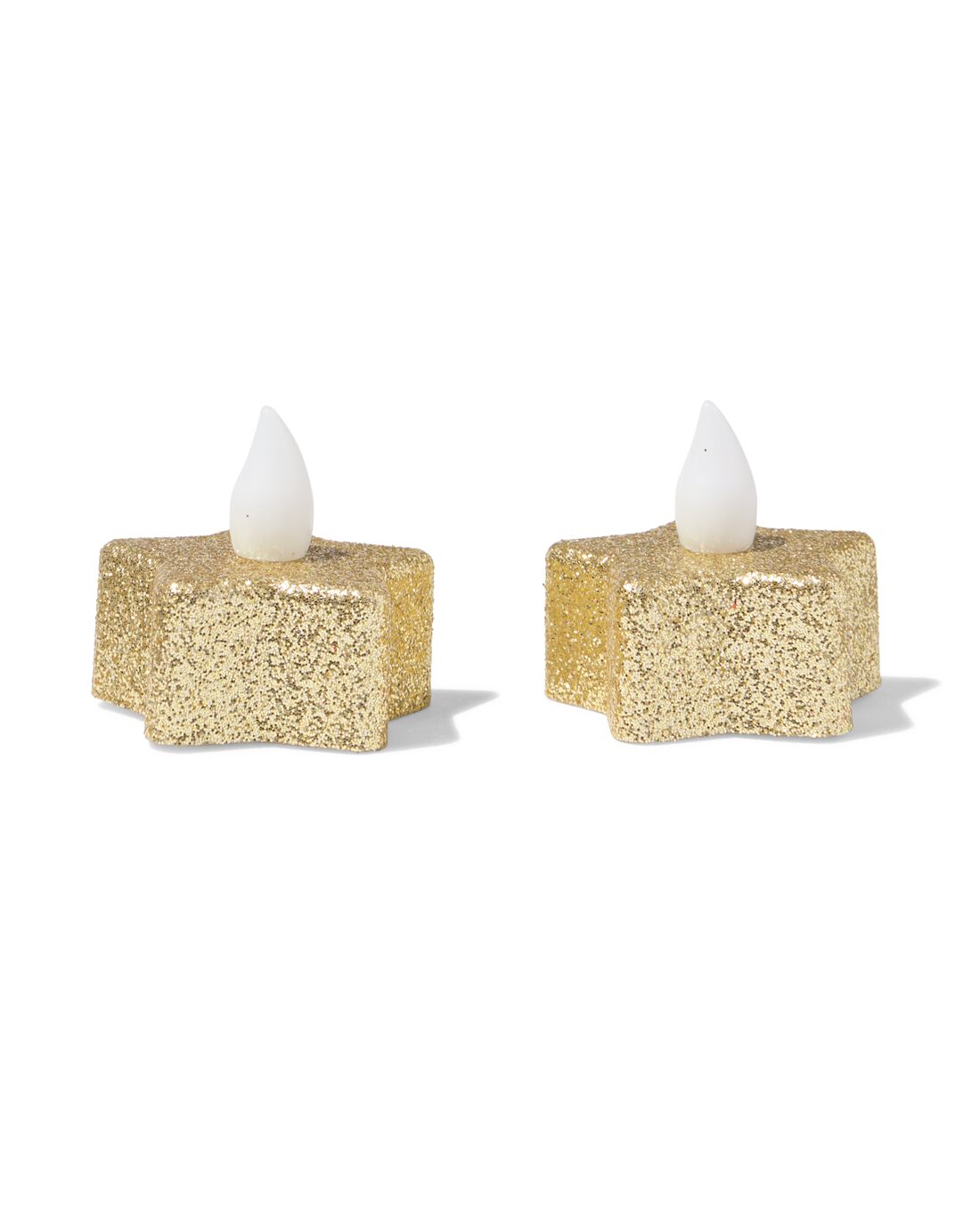 Led-theelicht ⌀3.8x2.5cm glitter ster - 2 stuks