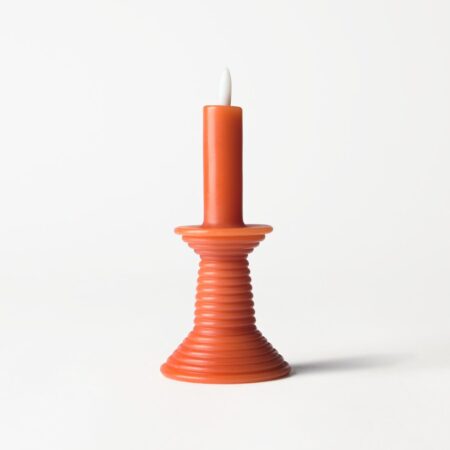Led vormkaars kandelaar ⌀7.6x18cm rustiek donkeroranje