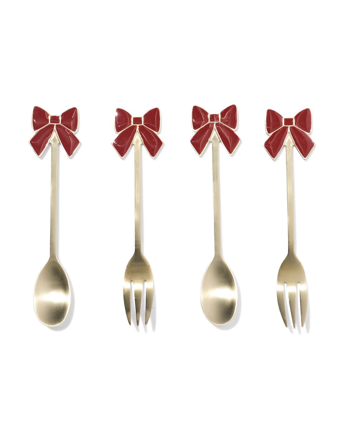 Lepel en vorkjes 14.5cm parels roestvrij staal - 4 stuks