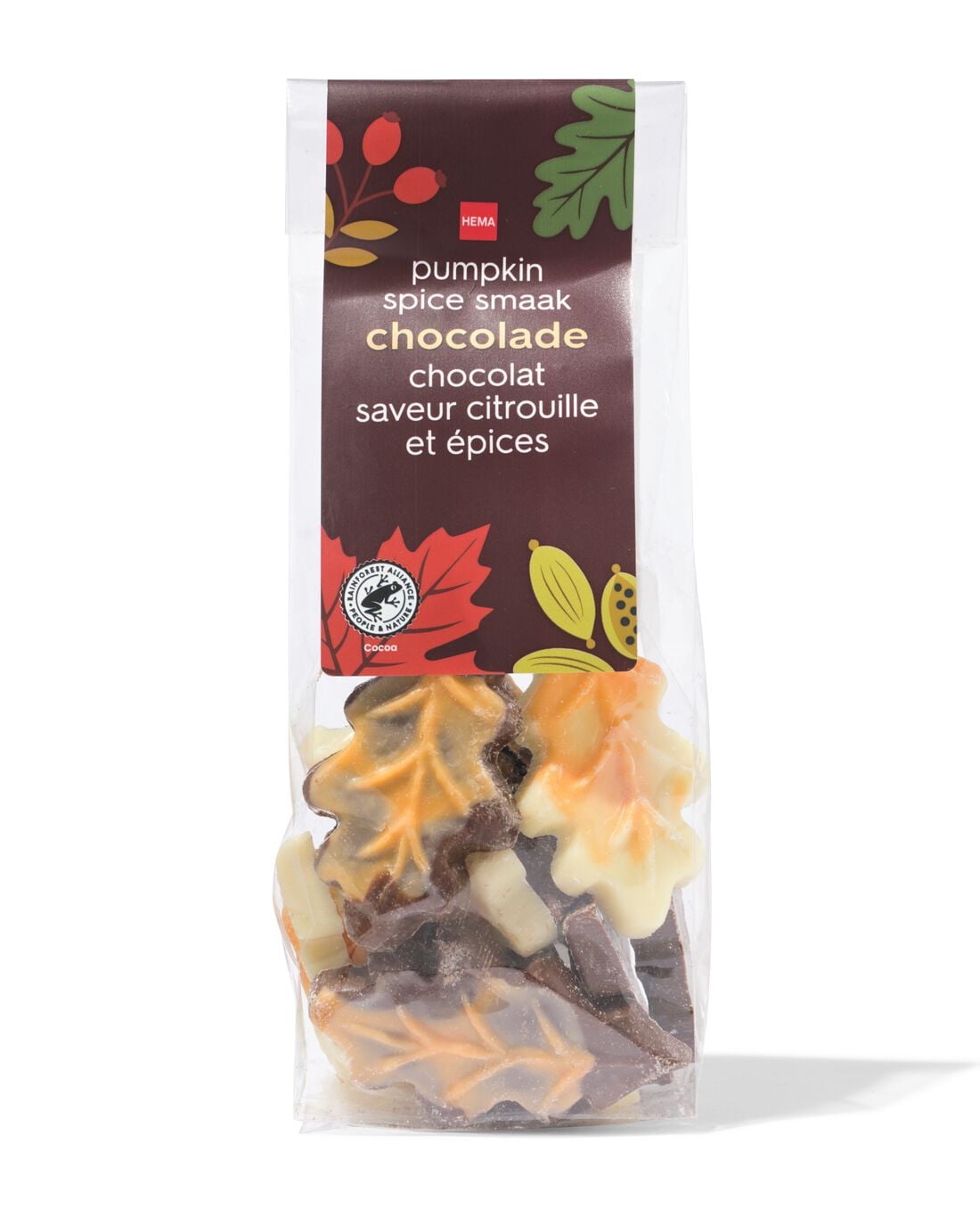 Luxe chocolade herfstblaadjes pumpkin spice 150g