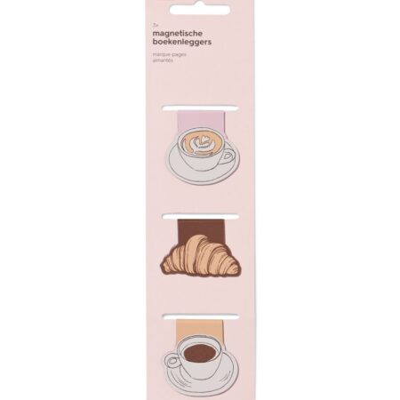 Magnetische boekenleggers koffie - 3 stuks (multicolor)