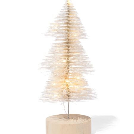 Mini kerstboom wit met lichtjes (wit)