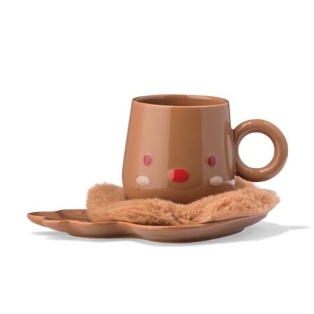 Mok 8x8cm rendier schotelset
