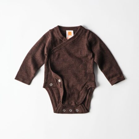 Newborn meegroei overslagromper merinowol bruin