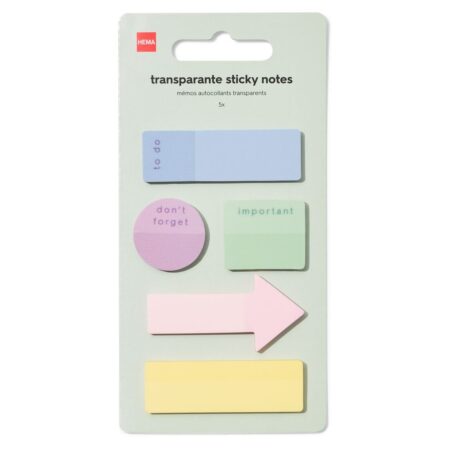 Notitieblaadjes 7.5x14.5cm transparant - 5 stuks