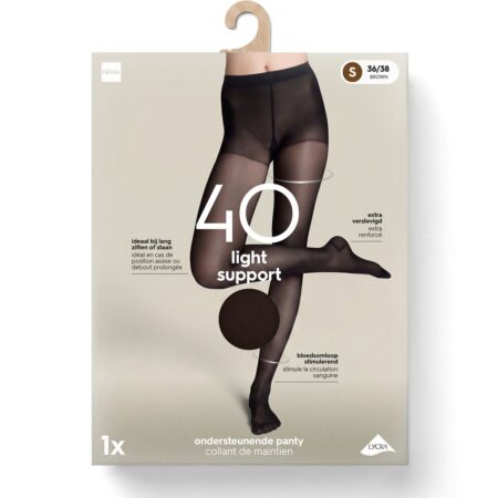 Panty light support 40 denier glans bruin