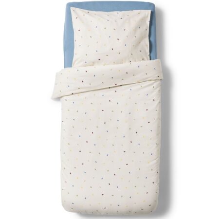 Peuterdekbedovertrek 120x150cm flanel stippen beige