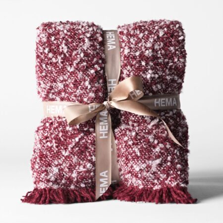 Plaid 150x130cm boucle bordeauxrood