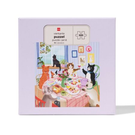Puzzel 42x42cm 500 stukjes theekransje katten