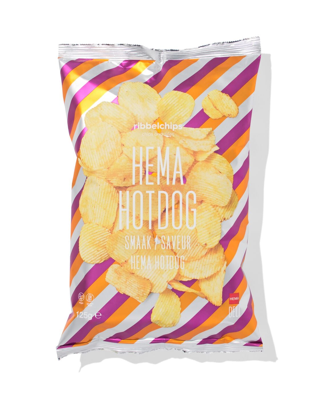 Ribbelchips hotdog 125g
