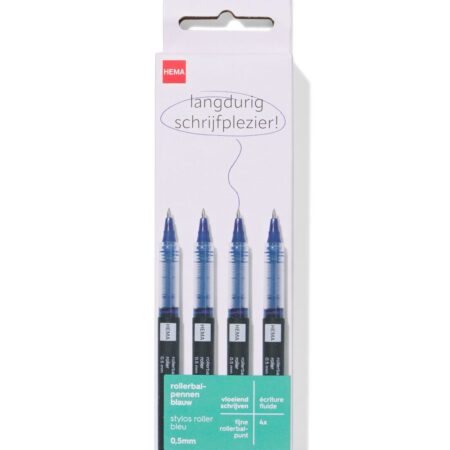 Rollerbalpennen 0.5mm blauwschrijvend - 4 stuks