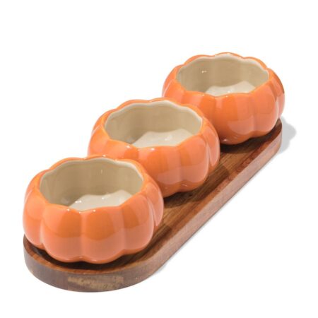 Serveerplank ⌀10x4.6cm met schaaltjes pompoen