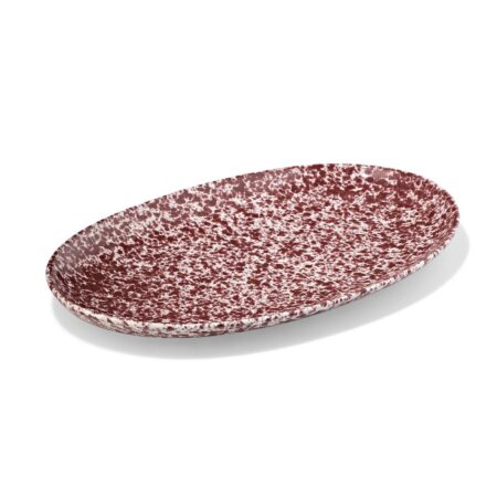 Serveerschaal 21 x 32 x 2cm Trend aardewerk bordeauxrood spikkel (bordeauxrood)
