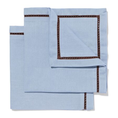 Servetten 47x47cm katoen blauw-bruin - 2 stuks (blauw)