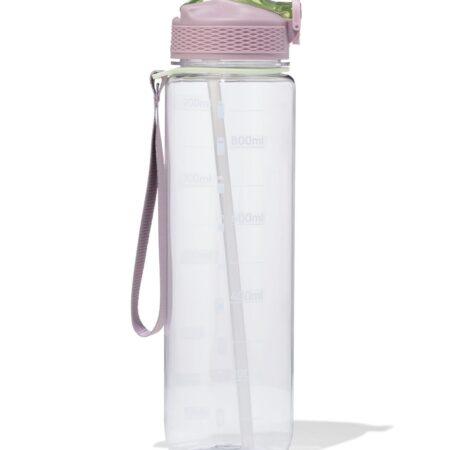 Sportfles met rietje 1L roze-groen (donkerroze)