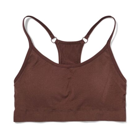 Sporttop light support zonder beugel naadloos donkerbruin
