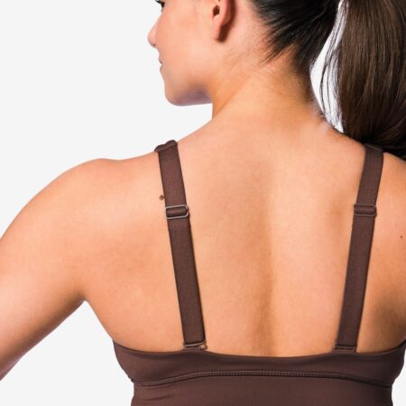 Sporttop light support zonder beugel naadloos donkerbruin