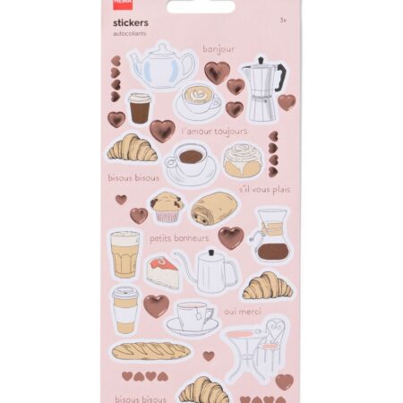 Stickervellen koffie en ontbijt - 3 stuks (multicolor)
