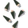 Tafeldecoratie bomen 5cm kunststof groen - 6 stuks