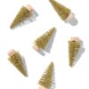 Tafeldecoratie boompjes 5cm kunststof goud - 6 stuks