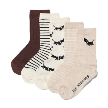 Takkie en Siepie kindersokken strepen - 5 paar beige