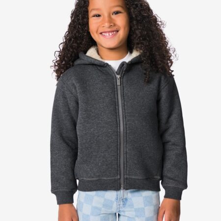 Takkie kinder hoodievest sweatstof teddy grijs
