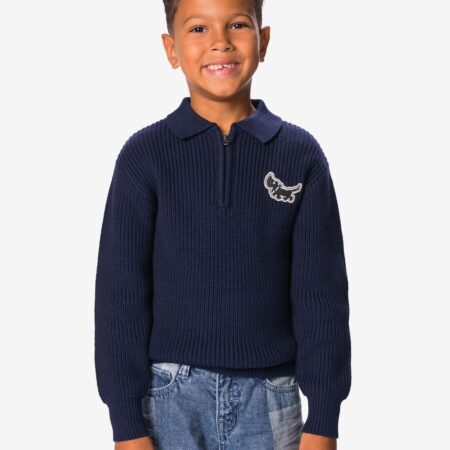 Takkie kindertrui gebreid donkerblauw