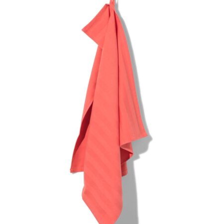 Theedoek 65x65 katoen met strepen (koraal)